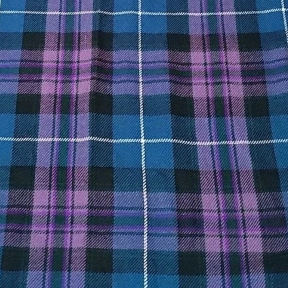 Fringed Blanket Wrap Scarf Purple Tartan Plaid Rectangular Sz 24/70 Preppy Boho - Picture 7 of 9